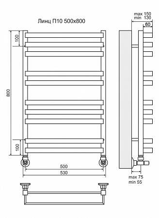 Линц П10 500х800 Полотенцесушитель  TERMINUS  Красногорск - фото 3