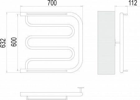 Фокстрот БШ 600х700 Полотенцесушитель  TERMINUS Красногорск - фото 3