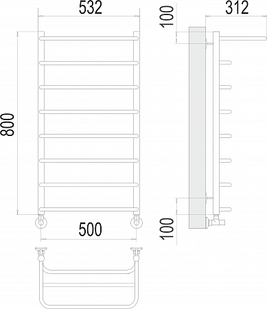 Полка П8 500х800  Полотенцесушитель  TERMINUS Красногорск - фото 3