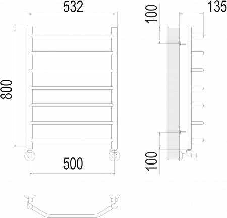 Виктория П8 500х800 Полотенцесушитель  TERMINUS Красногорск - фото 3