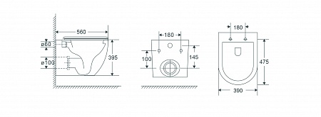 Подвесной унитаз безободковый Terminus Енисей Монолит 560х390 белый Красногорск - фото 8