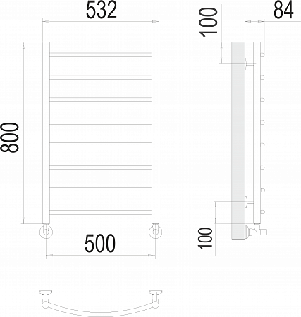 Классик П8 500х800 Полотенцесушитель  TERMINUS Красногорск - фото 3