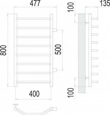 Виктория П8 400х800 бп500 Полотенцесушитель  TERMINUS Красногорск - фото 3