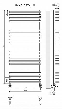 Берн П16 500х1000 Полотенцесушитель  TERMINUS Красногорск - фото 3