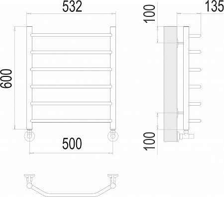 Виктория П6 500х600 Полотенцесушитель  TERMINUS Красногорск - фото 3