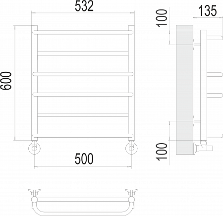 Евромикс П6 500х600 Полотенцесушитель  TERMINUS Красногорск - фото 3
