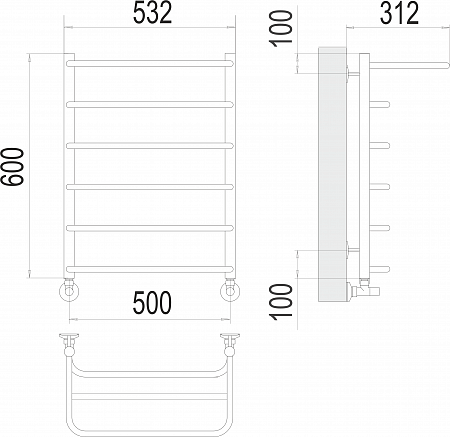 Полка П6 500х600  Полотенцесушитель  TERMINUS Красногорск - фото 3