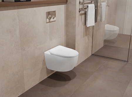 Подвесной унитаз безободковый Terminus Енисей Монолит 560х390 белый Красногорск - фото 1