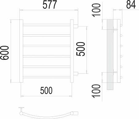 Классик П6 500х600 бп500 Полотенцесушитель  TERMINUS Красногорск - фото 3