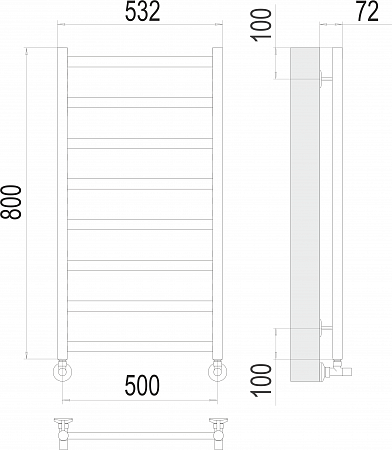 Аврора П8 500х800 Полотенцесушитель  TERMINUS Красногорск - фото 3