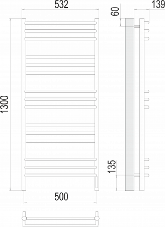 Прато П15 500х1300 электро (sensor quick touch) Полотенцесушитель  TERMINUS Красногорск - фото 3