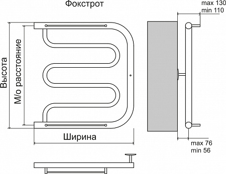 Фокстрот AISI 32х2 600х600 Полотенцесушитель  TERMINUS Красногорск - фото 3