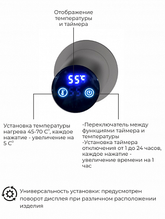 Рондо П2 350х760 электро Полотенцесушитель TERMINUS Оружейная сталь Красногорск - фото 5