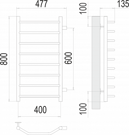 Виктория П8 400х800 бп600 Полотенцесушитель  TERMINUS Красногорск - фото 3