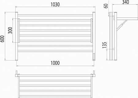 Горизонт П8 1000х600 электро КС ЧЕРНЫЙ МУАР (sensor quick touch) Полотенцесушитель TERMINUS Красногорск - фото 5